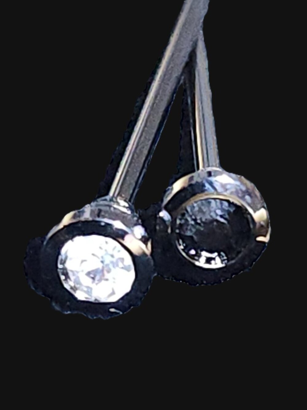 Collar Bar GRAPHITE w CLEAR or BLACK JEWELED Ends Formal Equestrian Gentlemen